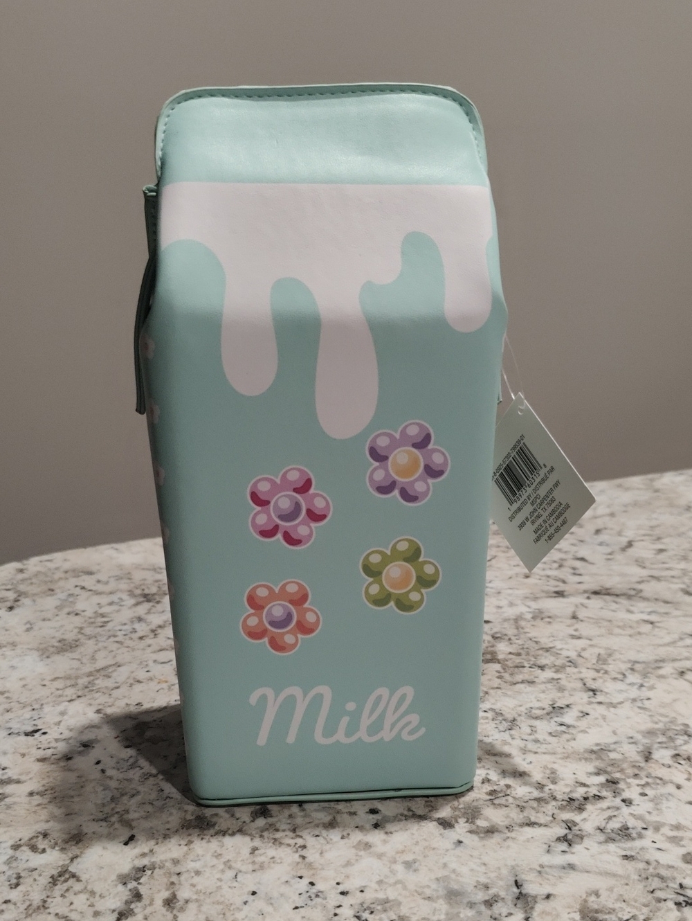 NWT Milk Carton Crossbody Adjust. Strap Bag-Mint with Floral Accents Polka Dots